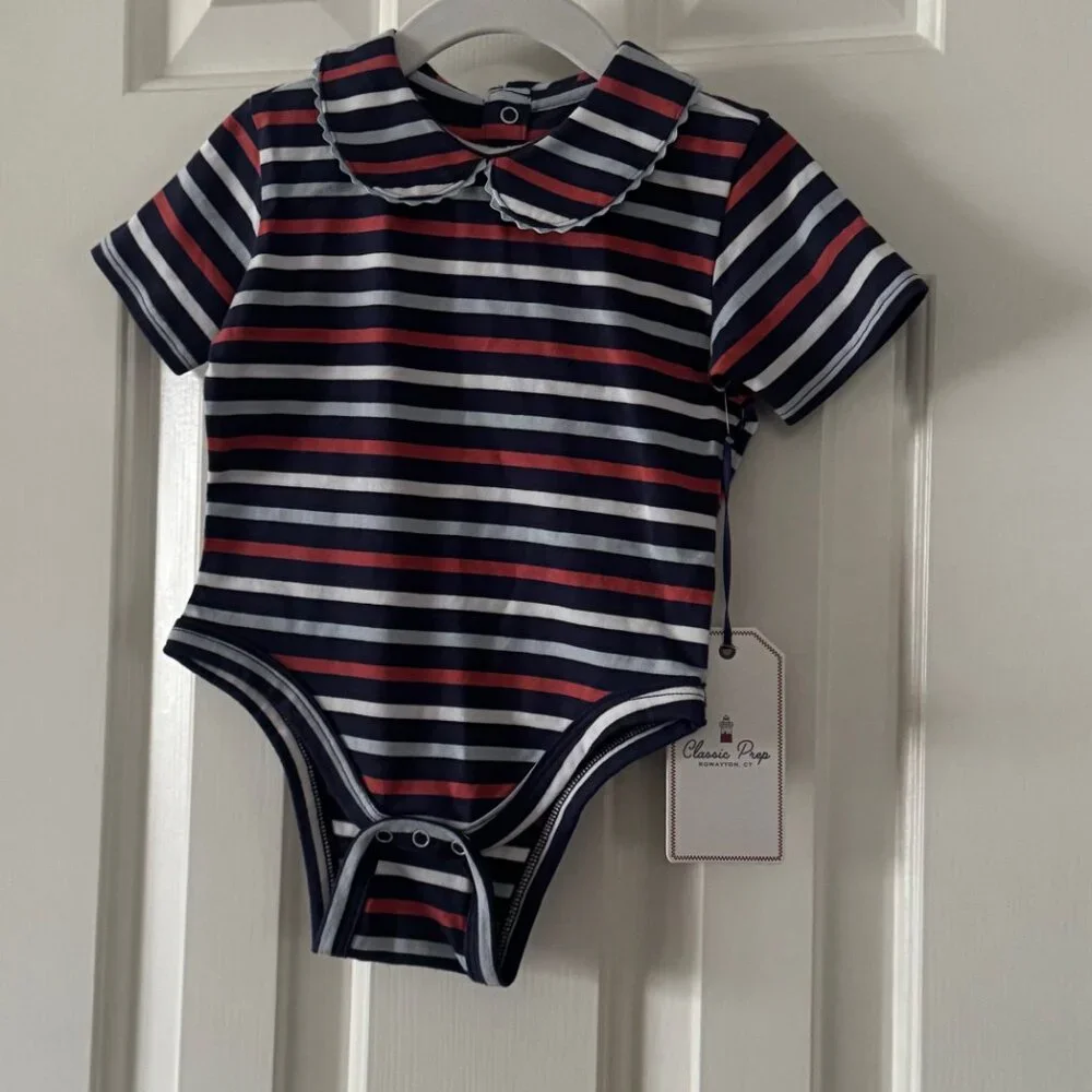 New Classic Prep Kids Girls Izzy Bodysuit East Beach Stripe Size 6-9 months
